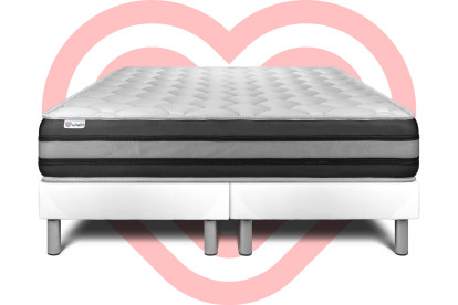 Ensemble Matelas Sommier 160x200 cm - 2 Sommiers Blanc - Vitalspring Zen