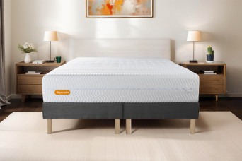 Ensemble Matelas Sommier 180x200 cm - 2 Sommiers Gris - Memo Bio