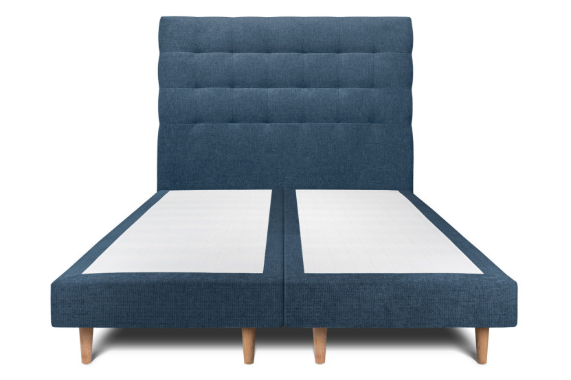 Lit 2x80x200 cm avec Tête de lit capitonnée - Tissu Toile natté