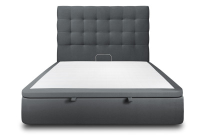 Lit coffre 160x200 cm avec Tête de lit capitonnée - Tissu Velours Gris Anthracite