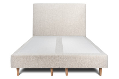 Lit 2x 80x200 cm - Sommier tapissier H35 cm + tête de lit tapissée - Tissu Bouclette Beige Clair