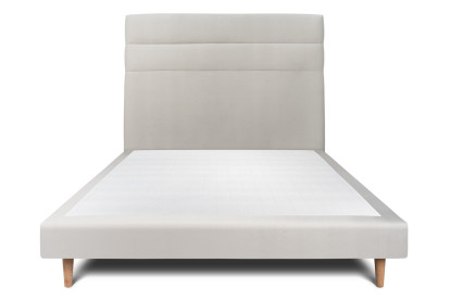 Lit 135x190 cm - Sommier tapissier H29 cm + tête de lit à lignes - Tissu Velours Gris Clair