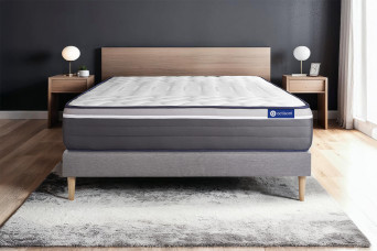 Ensemble Matelas Sommier 140x200 cm - Sommier Gris (en kit) - Actiflex Plus