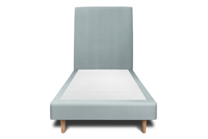 Lit 90x190 cm - Sommier tapissier H29 cm + tête de lit tapissée - Tissu Velours Gris Bleuté