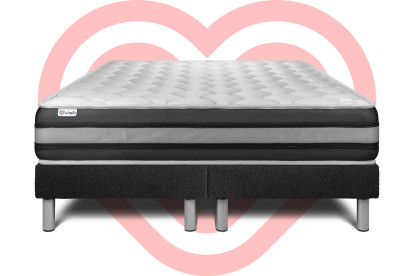 Ensemble Matelas Sommier 200x200 cm - 2 Sommiers Noir - Vitalspring Zen