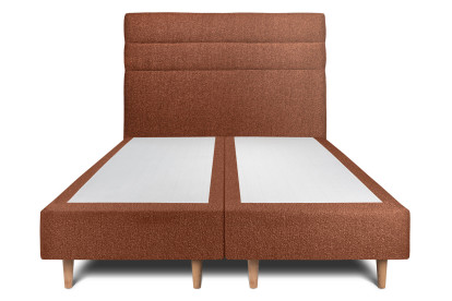Lit 2x 100x200 cm - Sommier tapissier H35 cm + tête de lit à lignes - Tissu Bouclette Terracotta