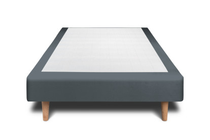 Lit 90x190 cm - Sommier tapissier H29 cm + tête de lit capitonnée - Tissu Velours Gris Anthracite