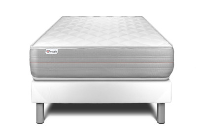 Ensemble Matelas Sommier 90x190 cm - Sommier Blanc (déjà monté) - Vitalmemo