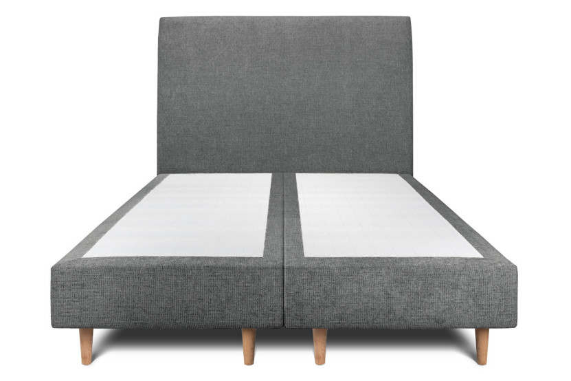 Lit 2x80x200 cm avec Tête de lit tapissée - Tissu Toile natté