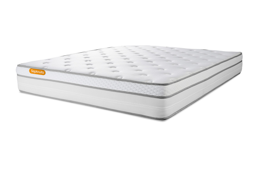 Pack lit complet 140x190 cm - Matelas + Sommier Blanc (en kit) + 2 oreillers + Couette - Memo Luxe