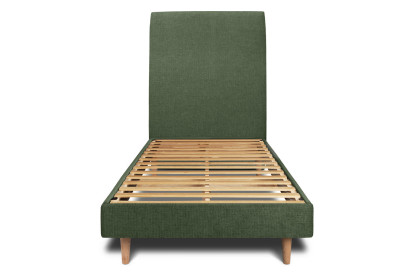 Lit 90x190 cm - Sommier à lattes H29 cm + tête de lit tapissée - Tissu Toile natté Vert Kaki