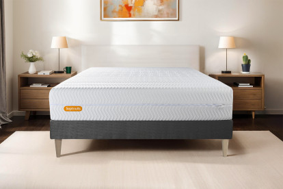 Ensemble Matelas Sommier 140x200 cm - Sommier Gris (déjà monté) - Memo Bio
