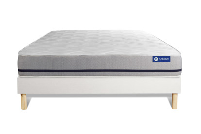 Ensemble Matelas Sommier 160x200 cm - Sommier Blanc (en kit) - Actilatex Soft