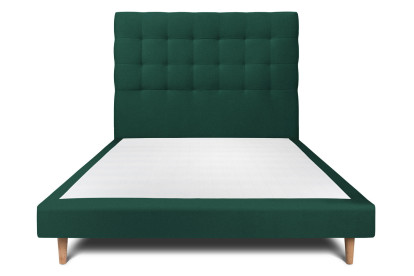 Lit 150x190 cm - Sommier tapissier H29 cm + tête de lit capitonnée - Tissu Velours Vert