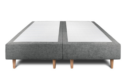 Lit 2x 80x200 cm - Sommier tapissier H35 cm + tête de lit à lignes - Tissu Toile natté Gris Anthracite