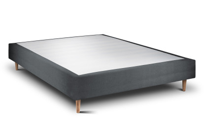 Lit 160x200 cm - Sommier tapissier H35 cm + tête de lit capitonnée - Tissu Velours Gris Anthracite
