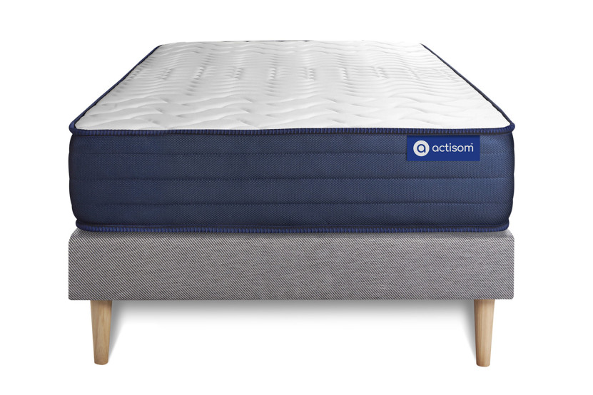 Ensemble Matelas Sommier 80x190 cm - Sommier Gris (en kit) - Actilatex Life
