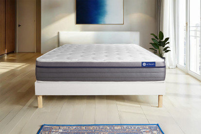 Ensemble Matelas Sommier 80x190 cm - Sommier Blanc (en kit) - Actilatex Zen