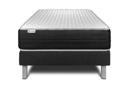 Ensemble Matelas Sommier 90x200 cm - Sommier Noir (en kit) - Vitalmemo One