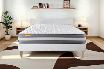 Ensemble Matelas Sommier 140x190 cm - Sommier Blanc (déjà monté) - Memo Plus