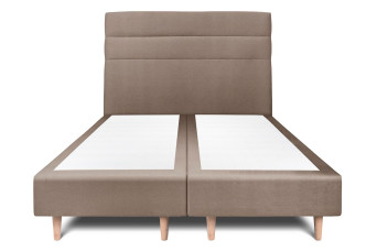 Lit 2x90x200 cm avec Tête de lit à lignes - Tissu Velours