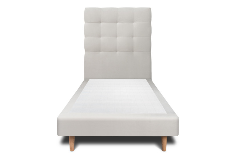 Lit 90x190 cm avec Tête de lit capitonnée - Tissu Velours