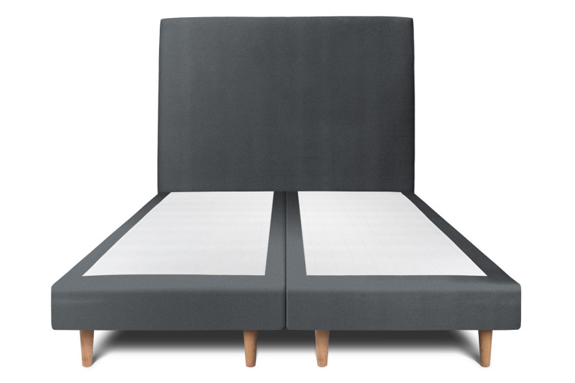 Lit 2x80x200 cm avec Tête de lit tapissée - Tissu Velours