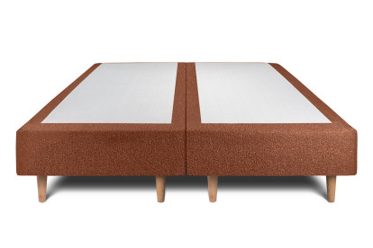 Lit 2x 80x200 cm - Sommier tapissier H35 cm + tête de lit tapissée - Tissu Bouclette Terracotta