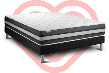 Ensemble Matelas Sommier 140x200 cm - Sommier Noir (déjà monté) - Vitalspring Zen