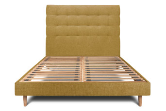 Lit 150x200 cm avec Tête de lit capitonnée - Tissu Toile natté Lit 150x200 cm avec Tête de lit capitonnée - Tissu Toile natté