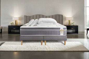 Pack lit complet 200x200 cm - Matelas + 2 Sommiers Gris + 2 oreillers + Couette - Trente