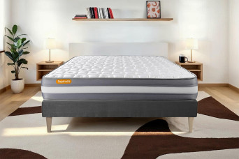 Ensemble Matelas Sommier 180x200 cm - Sommier Gris (en kit) - Memo Plus