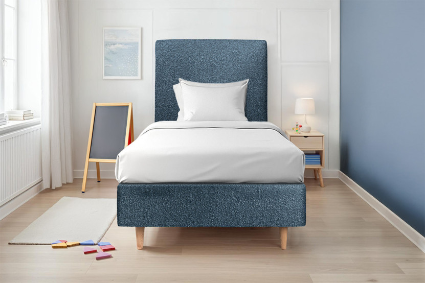 Sommier Tapissier 90x190 cm (déjà monté) - Bouclette - Bleu
