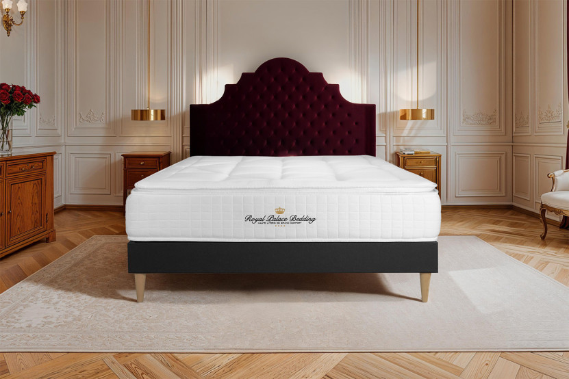 Ensemble Matelas Sommier 120x190 cm - Sommier Noir (déjà monté) - George V