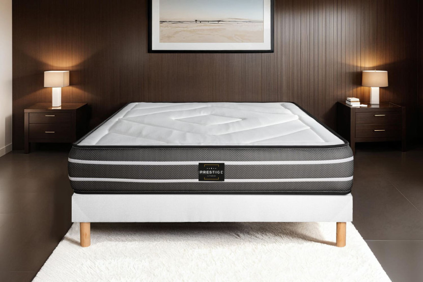 Ensemble Matelas Sommier 120x190 cm - Sommier Blanc (en kit) - Exclusive