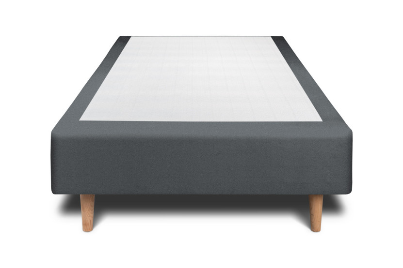 Sommier Tapissier 100x200 cm (déjà monté) - Velours - Gris Anthracite