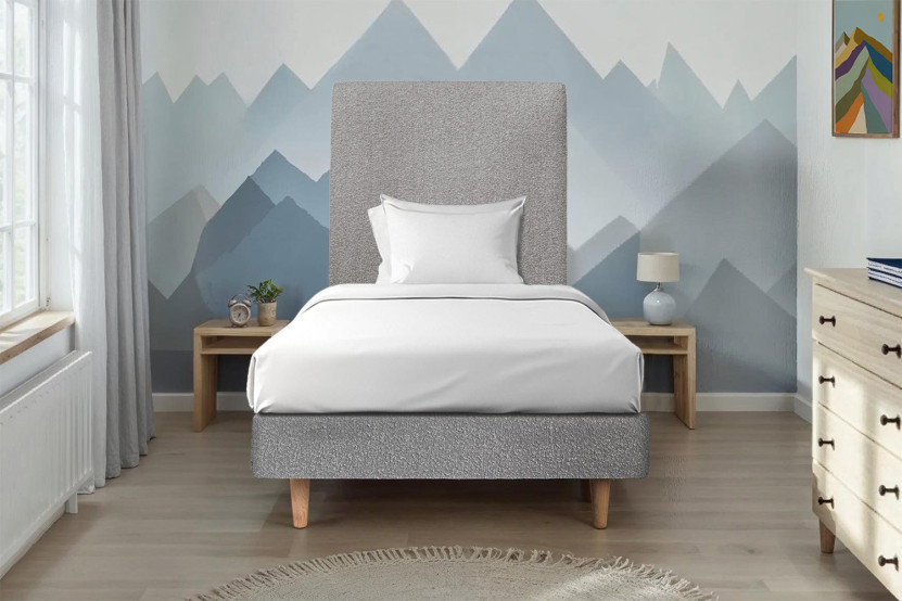 Sommier Tapissier 80x200 cm (déjà monté) - Bouclette - Gris