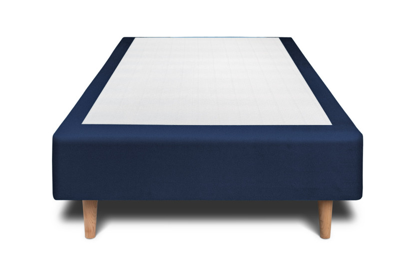 Sommier Tapissier 90x200 cm (déjà monté) - Velours - Bleu Ocean