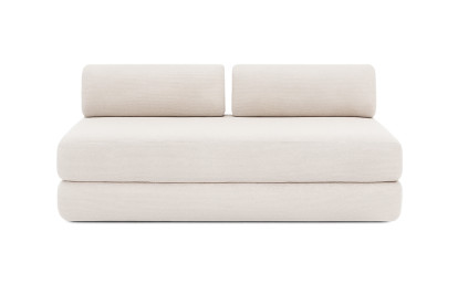 Canapé d'angle 4 places - 2 modules convertibles : Canapé 3 places + Pouf - Tissu extérieur Beige clair