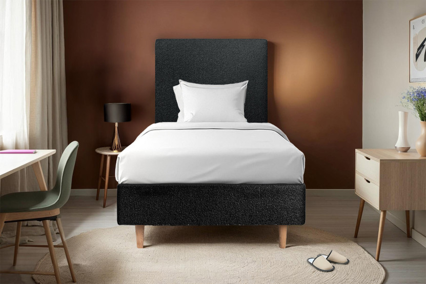 Sommier Tapissier 90x190 cm - Bouclette - Noir