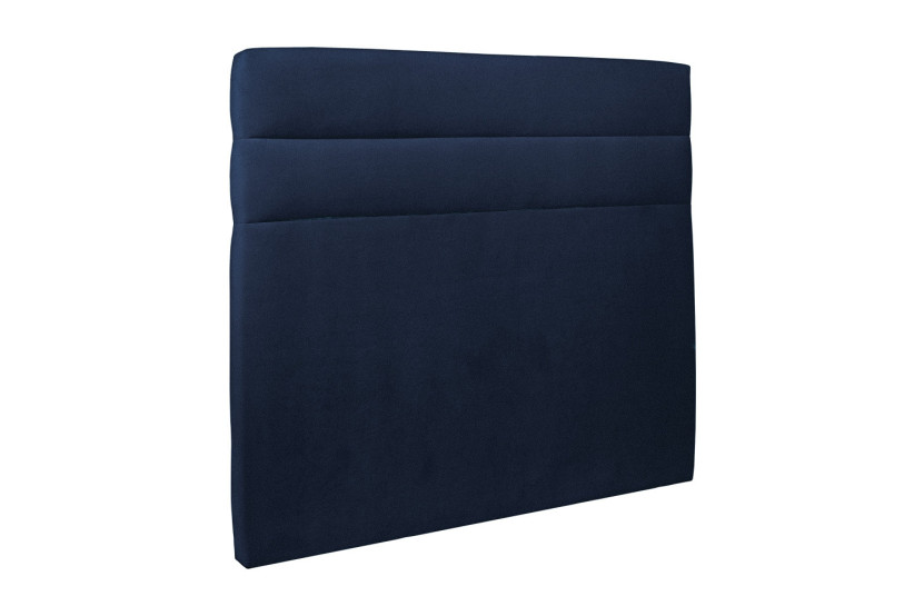 Lit 2x90x200 cm avec Tête de lit à lignes - Tissu Velours Bleu Océan