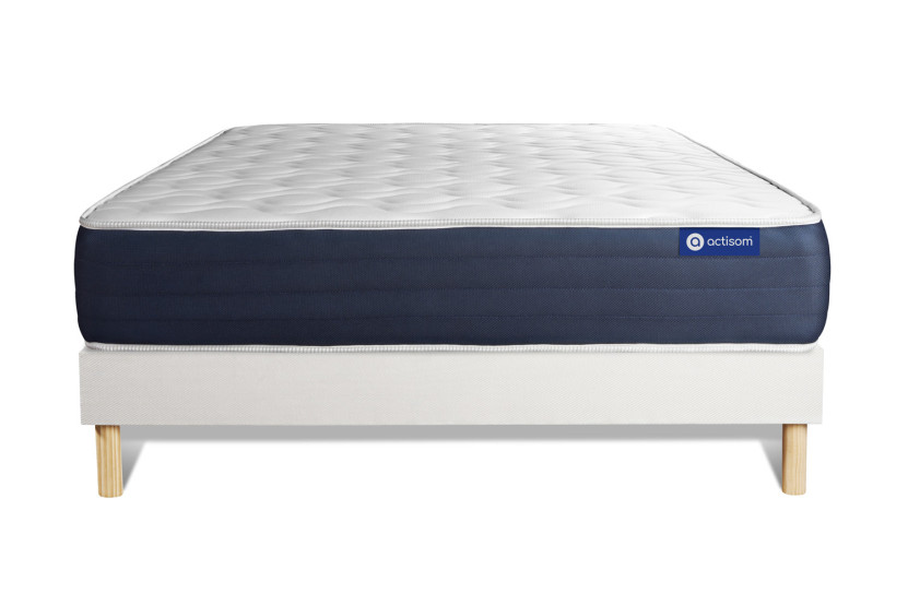 Ensemble Matelas Sommier 120x190 cm - Sommier Blanc (en kit) - Actimemo Sleep