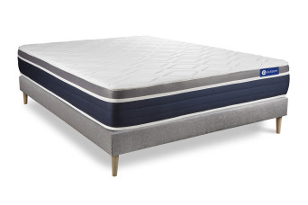 Ensemble Matelas Sommier 120x190 cm - Sommier Gris (en kit) - Actilatex Confort