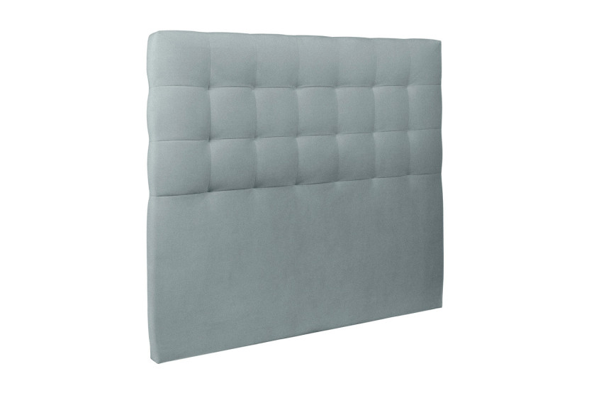 Lit 160x200 cm avec Tête de lit capitonnée - Tissu Velours Gris Bleuté