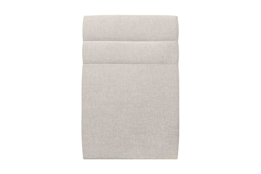Lit 90x200 cm - Sommier tapissier H35 cm + tête de lit à lignes - Tissu Toile natté Beige Clair