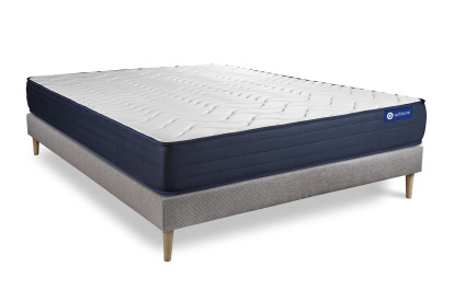 Ensemble Matelas Sommier 120x210 cm - Sommier Gris (en kit) - Actilatex Life