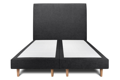 Lit 2x 100x200 cm - Sommier tapissier H29 cm + tête de lit tapissée - Tissu Toile natté Noir
