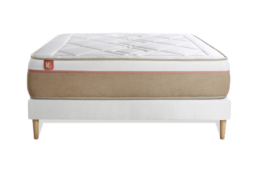 Ensemble Matelas Sommier 200x200 cm - Sommier Blanc (en kit) - Le Soyeux
