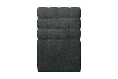 Lit 90x200 cm - Sommier tapissier H35 cm + tête de lit capitonnée - Tissu Bouclette Noir