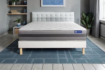 Ensemble Matelas Sommier 80x200 cm - Sommier Blanc (en kit) - Actimemo Relax